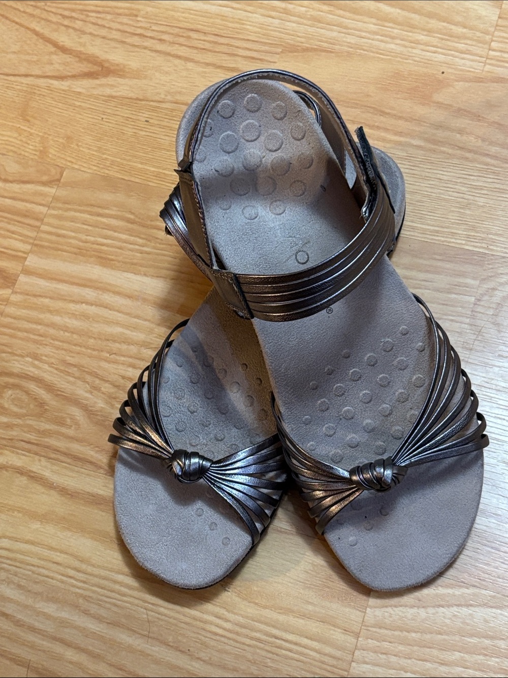 Women's Metallic Bronze Knotted Strap Sandals